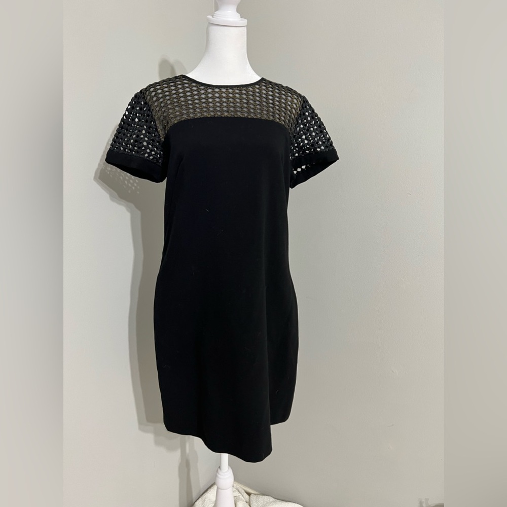 Banana Republic Black & Gold Lace Top Tee Dress Women’s Size 8